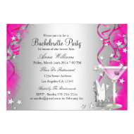 Pink Sparkle Heels & Cocktail Bachelorette Party 5" X 7" Invitation Card