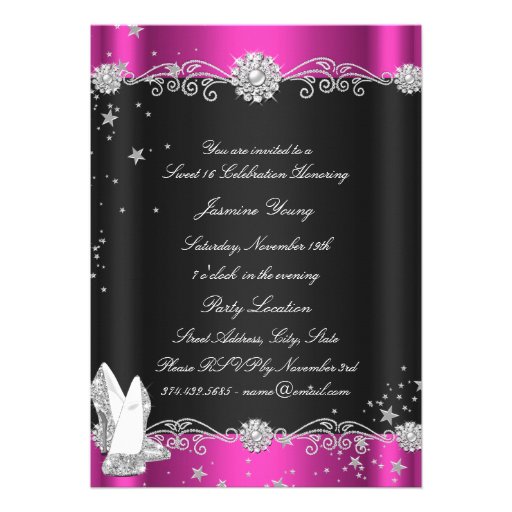 Pink Sparkle Night Sweet 16 Invitations