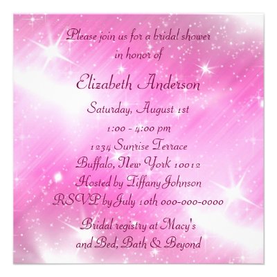 Pink Sparkle Pink Bridal Shower Custom Invitations