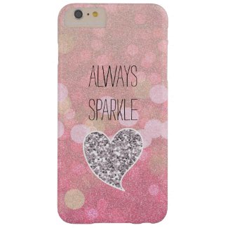 Pink Sparkle Silver Glitter Heart Barely There iPhone 6 Plus Case