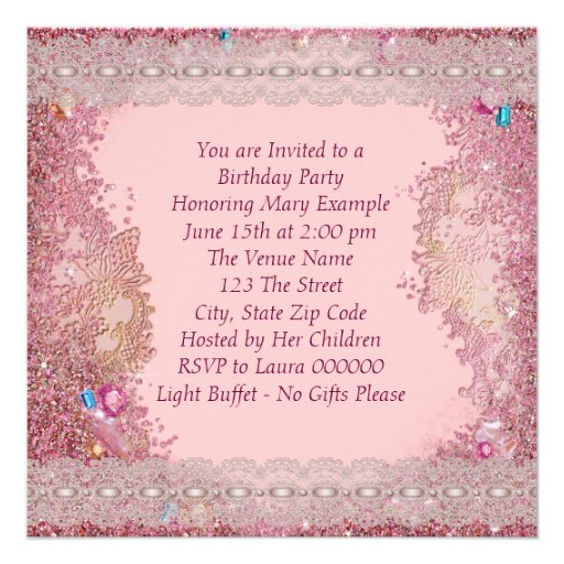 Pink Sparkle Womans Pink Photo 83rd Birthday Party Personalized Invites