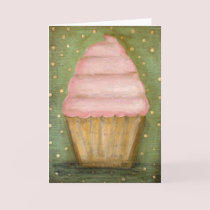 Pink Sparkles Cupcake greeting card cards