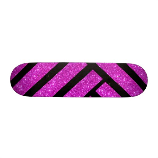 Pink Sparkling Glitter and Black Girls Skateboard Zazzle