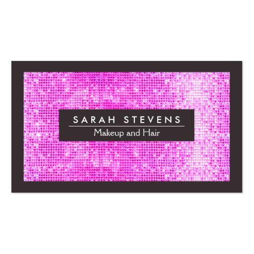 Pink Sparkly FAUX Sequins Makeup Artist Salon Business Cards (front side)