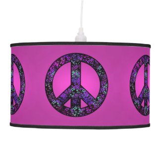 Pink Speckled Peace Sign Lamp