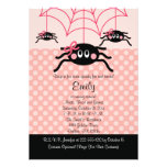 Pink Spider Halloween Birthday Invitations