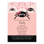 Pink Spider Halloween Birthday Invitations