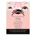 Pink Spider Halloween Birthday Invitations