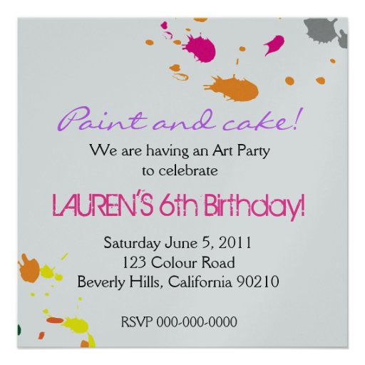 Pink Splatter Invitation