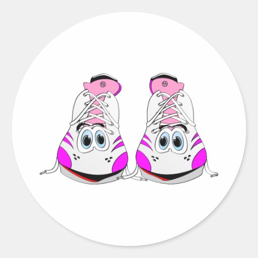 Pink Sports Shoes Cartoon Sticker