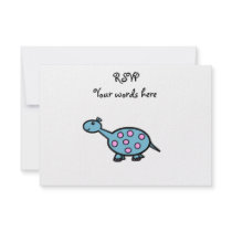 Pink spotted baby dinosaur personalized invite