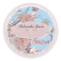 pink spring flowers b personalizable labels round stickers