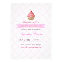 Pink Sprinkle Cupcake Baby Shower Invitation