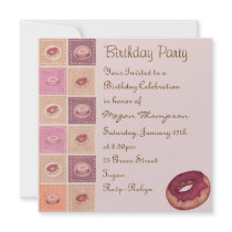 Pink Sprinkle Donut Design Birthday Invitation