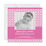 Pink Squares Pattern Birth Announcement