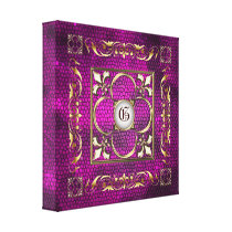 Pink Stained Glass Monogram Fleur De Lis Canvas Canvas Prints