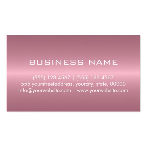 Pink Stainless Steel Metal Monogram Business Cards (back side)