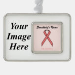 Pink Standard Ribbon Template (H-I) Silver Plated Framed Ornament