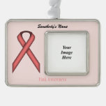 Pink Standard Ribbon Template (H-O) Silver Plated Framed Ornament