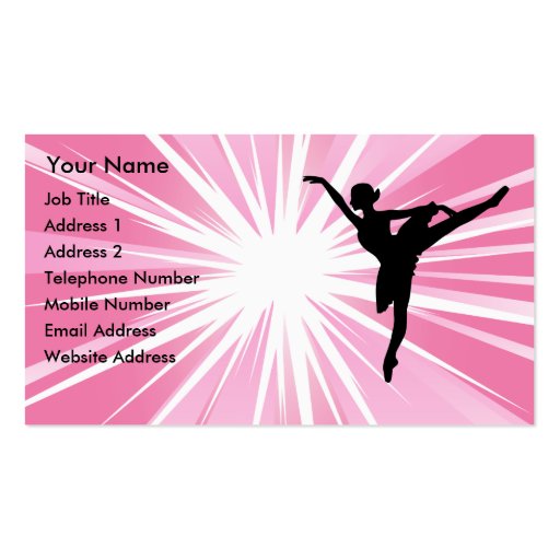 Pink Star Ballerina Business Card Template (front side)