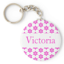 Pink Star Flower custom name keychain keychains