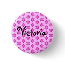 Pink Star Flower Name badge button pin buttons