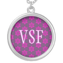 Pink Star Flower Pattern Custom Initial necklace