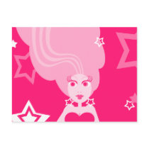 Pink Star Girl Postcard by Derora Pink Star Girl Postcard
