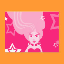 Pink Star Girl Postcard by Derora Pink Star Girl Postcard