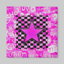 Pink Star Graffiti Magnet