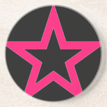 Pink Star on Black Coaster coasters
