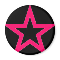 Pink Star on Black - Magnet magnets