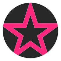 Pink Star on Black - Sticker stickers