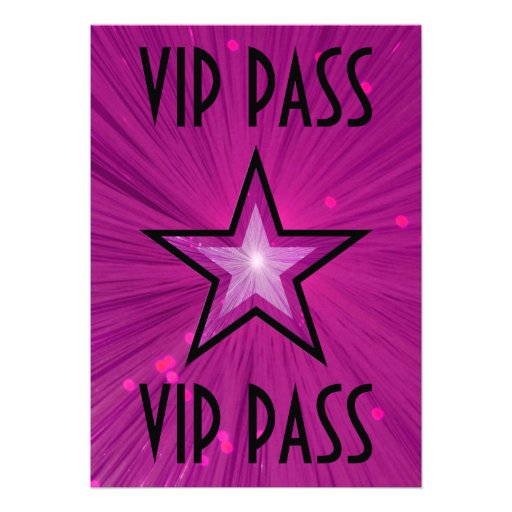 Pink Star 'VIP PASS' invitation black