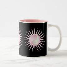 Pink Starburst Yin Yang Coffee Mugs
