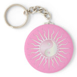 Pink Starburst Yin Yang Keychains