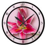 Pink Stargazer Lily and Bud Wall Clocks