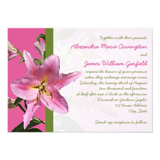 Pink Stargazer Lily Wedding invitation