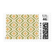 Pink stars and green waves stamps