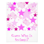 Pink Stars and Stripes Birthday Party Invitations