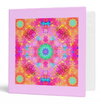 Pink Stars & Bubbles Fractal Pattern 3 Ring Binders