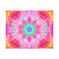 Pink Stars & Bubbles Fractal Pattern Gallery Wrapped Canvas