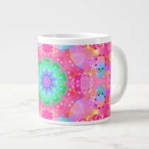 Pink Stars & Bubbles Fractal Pattern Jumbo Mug