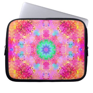 Pink Stars &amp; Bubbles Fractal Pattern Laptop Sleeve Case