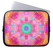 Pink Stars & Bubbles Fractal Pattern Laptop Sleeve Case