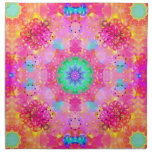Pink Stars & Bubbles Fractal Pattern Printed Napkin