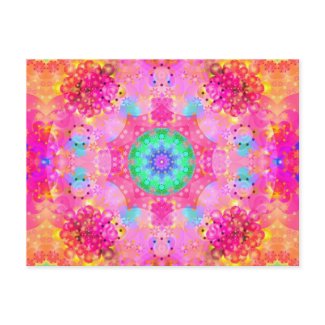 Pink Stars & Bubbles Fractal Pattern zazzle_postcard