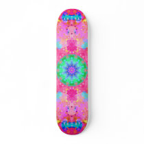 Pink Stars & Bubbles Fractal Pattern Skateboard