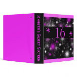 Pink Stars on Black Sweet Sixteen Photo Album 3 Ring Binders