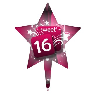 Pink Stars/Swirls Sweet 16 Cake Topper